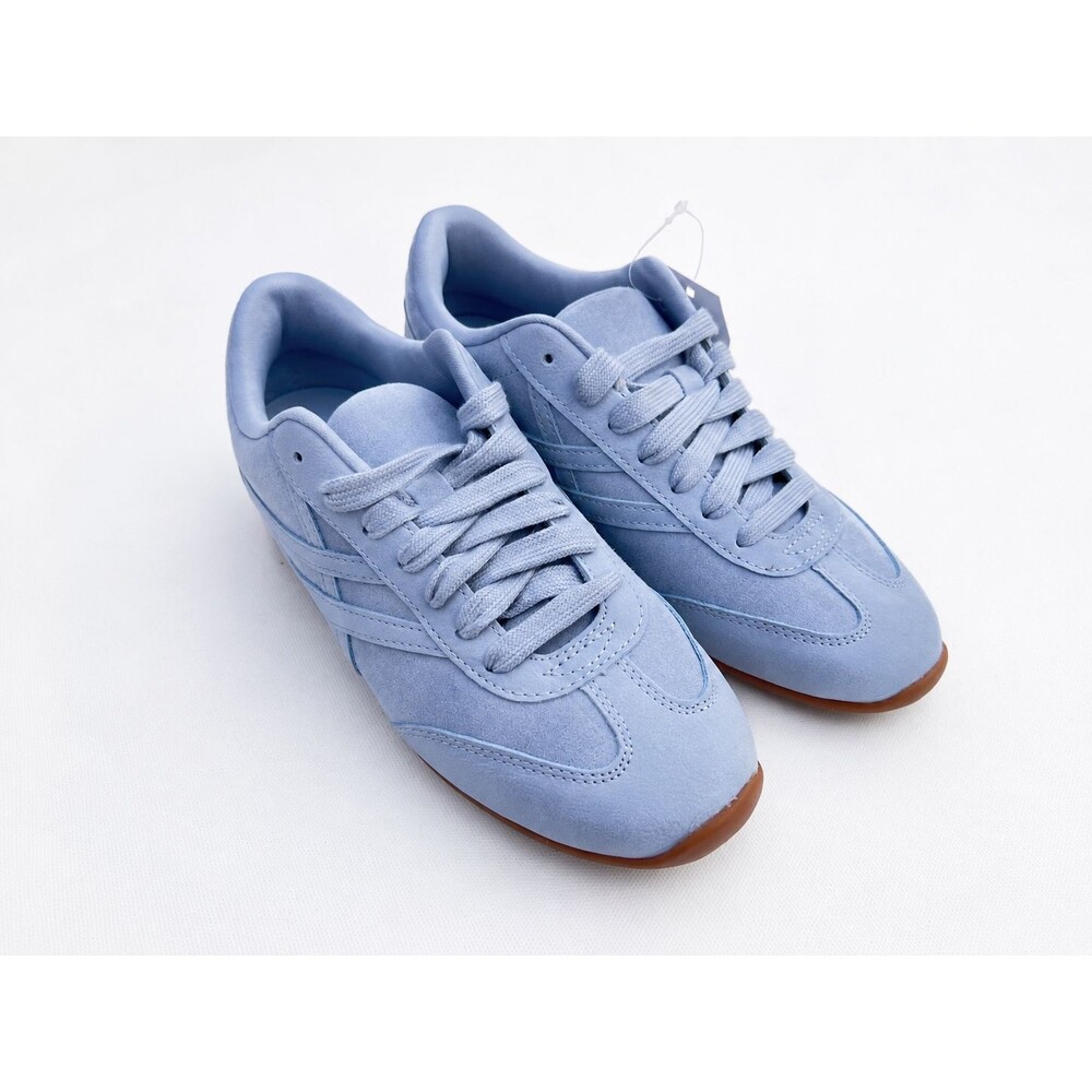 Faux Suede Low Top Sneakers – Light Blue Gum Sole Comfort Shoes Time and Tru